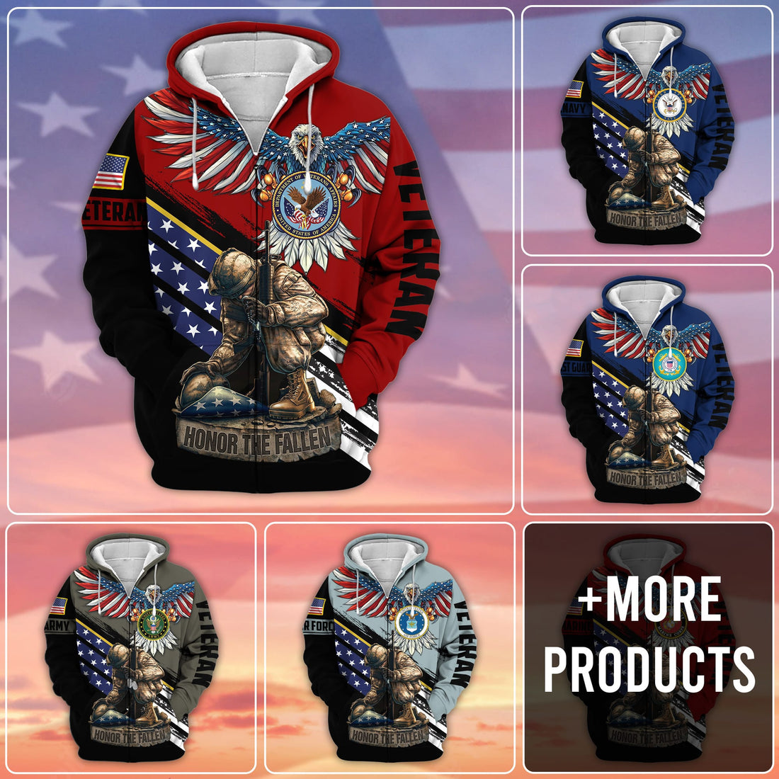 Premium Honor The Fallen US Veteran Zip Hoodie NPVC260811