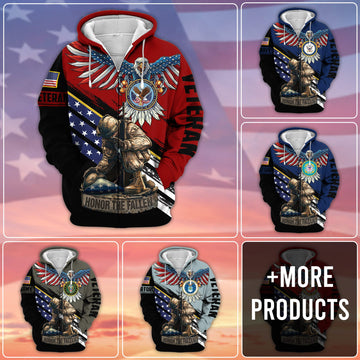 Premium Honor The Fallen US Veteran Zip Hoodie NPVC260811