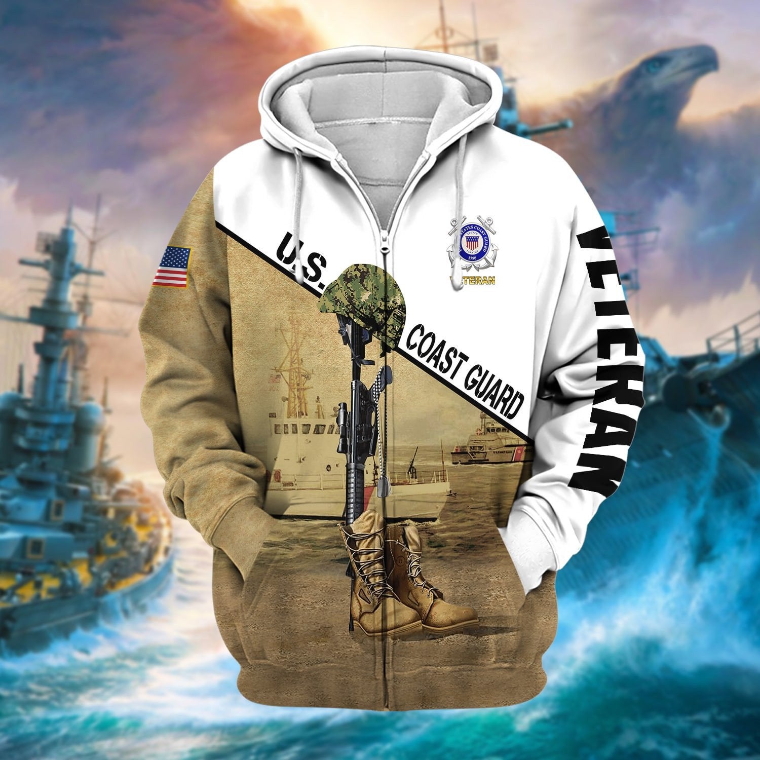 Premium US Veteran Zip Hoodie NPVC300801