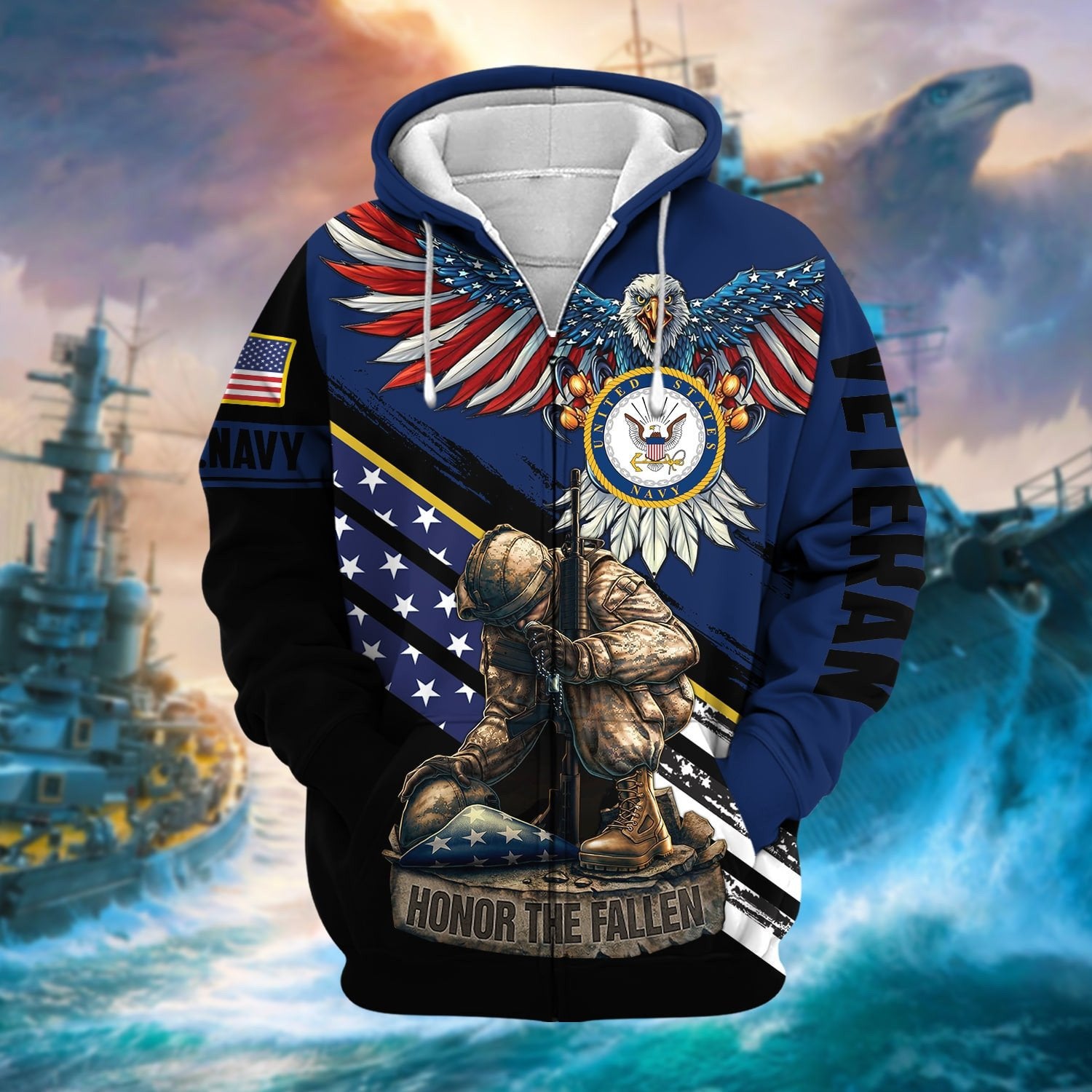 Premium Honor The Fallen US Veteran Zip Hoodie NPVC260811