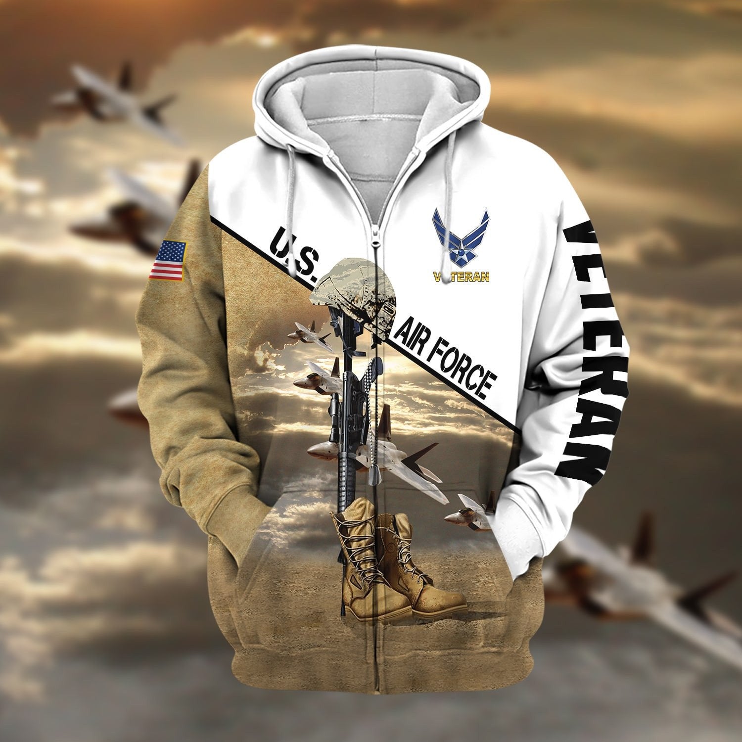 Premium US Veteran Zip Hoodie NPVC300801