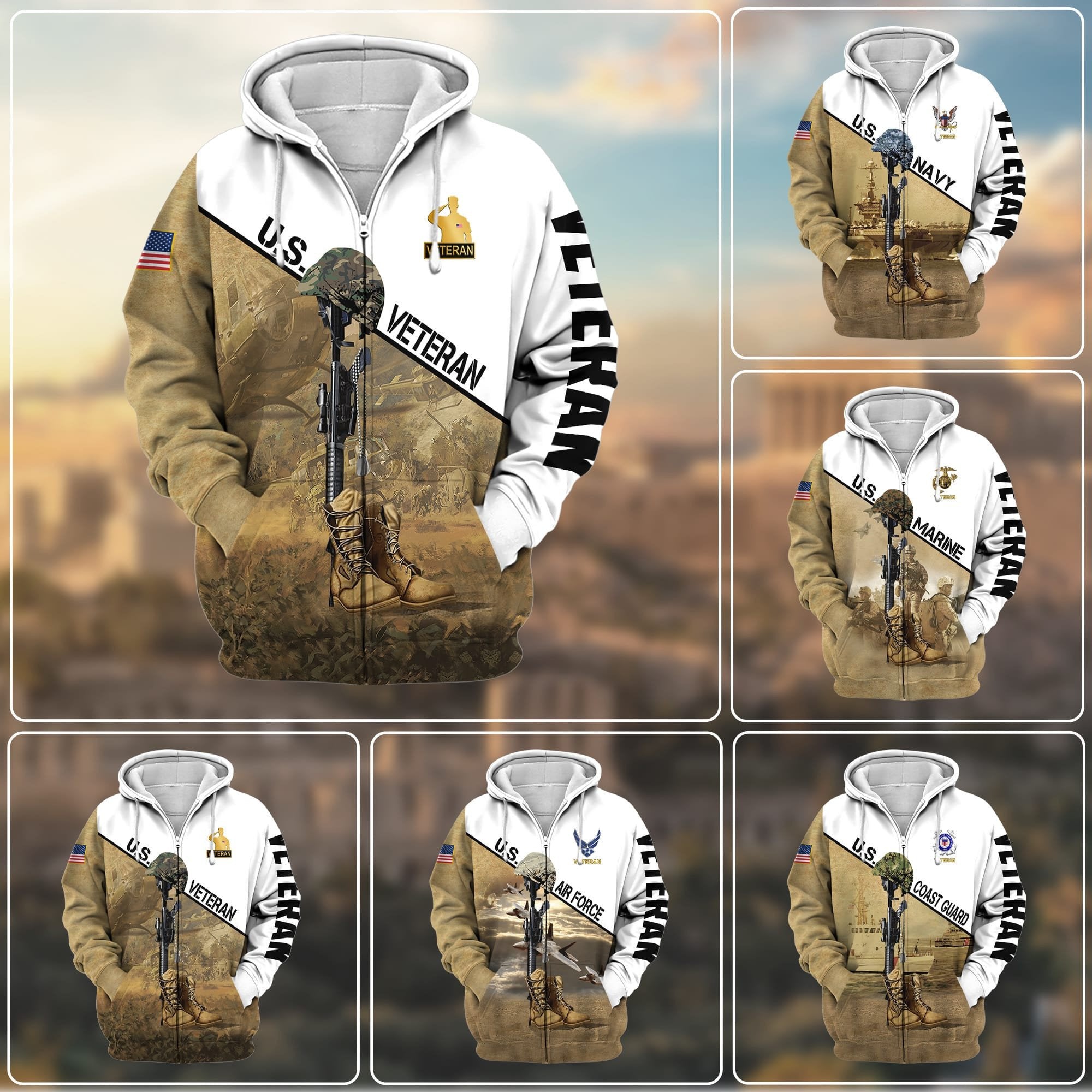 Premium US Veteran Zip Hoodie NPVC300801