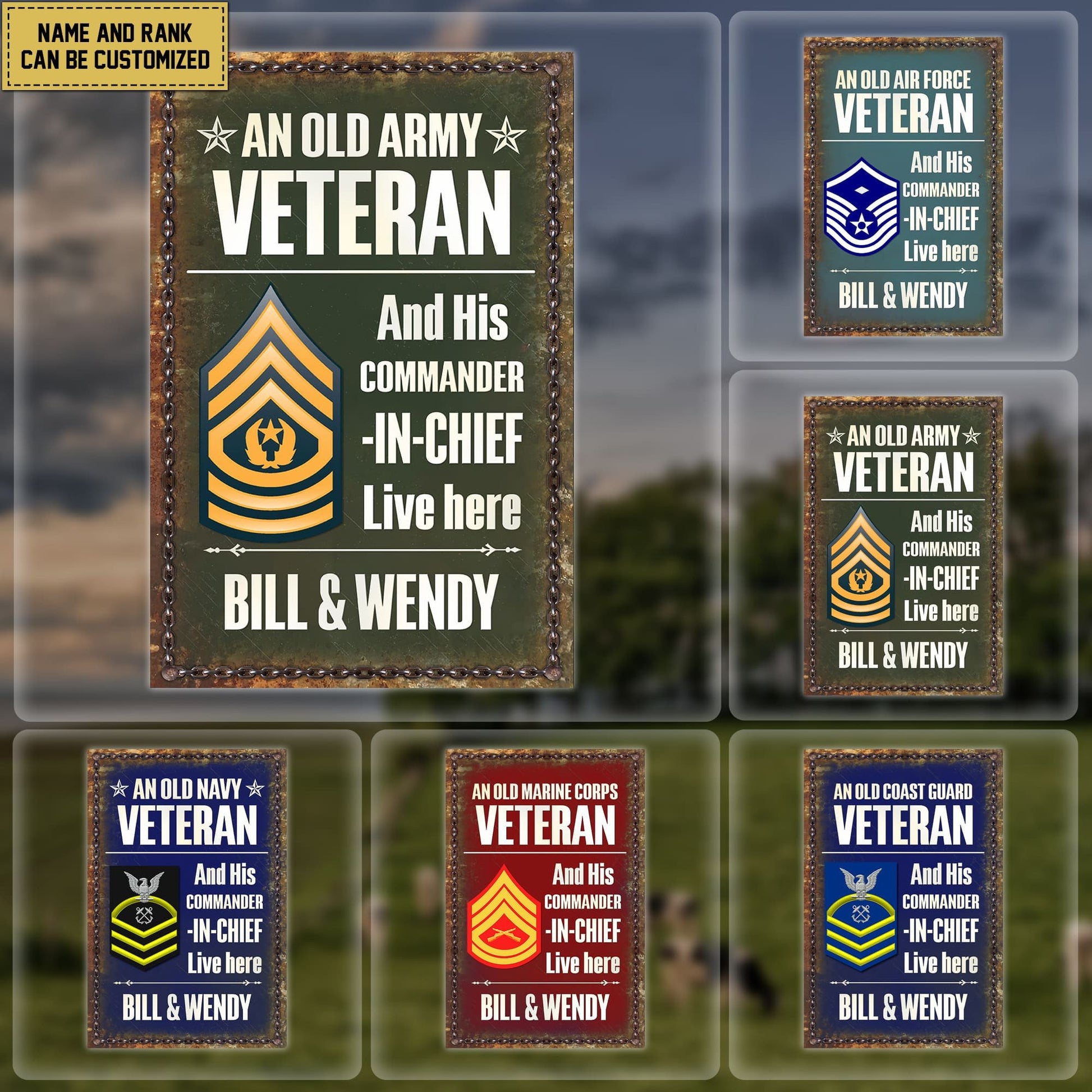 Premium Personalized An Old Veteran Live Here U.S Veteran Metal Sign NPVC010803