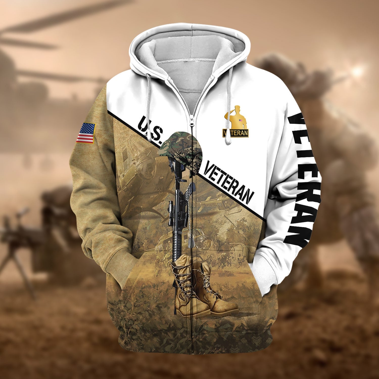Premium US Veteran Zip Hoodie NPVC300801