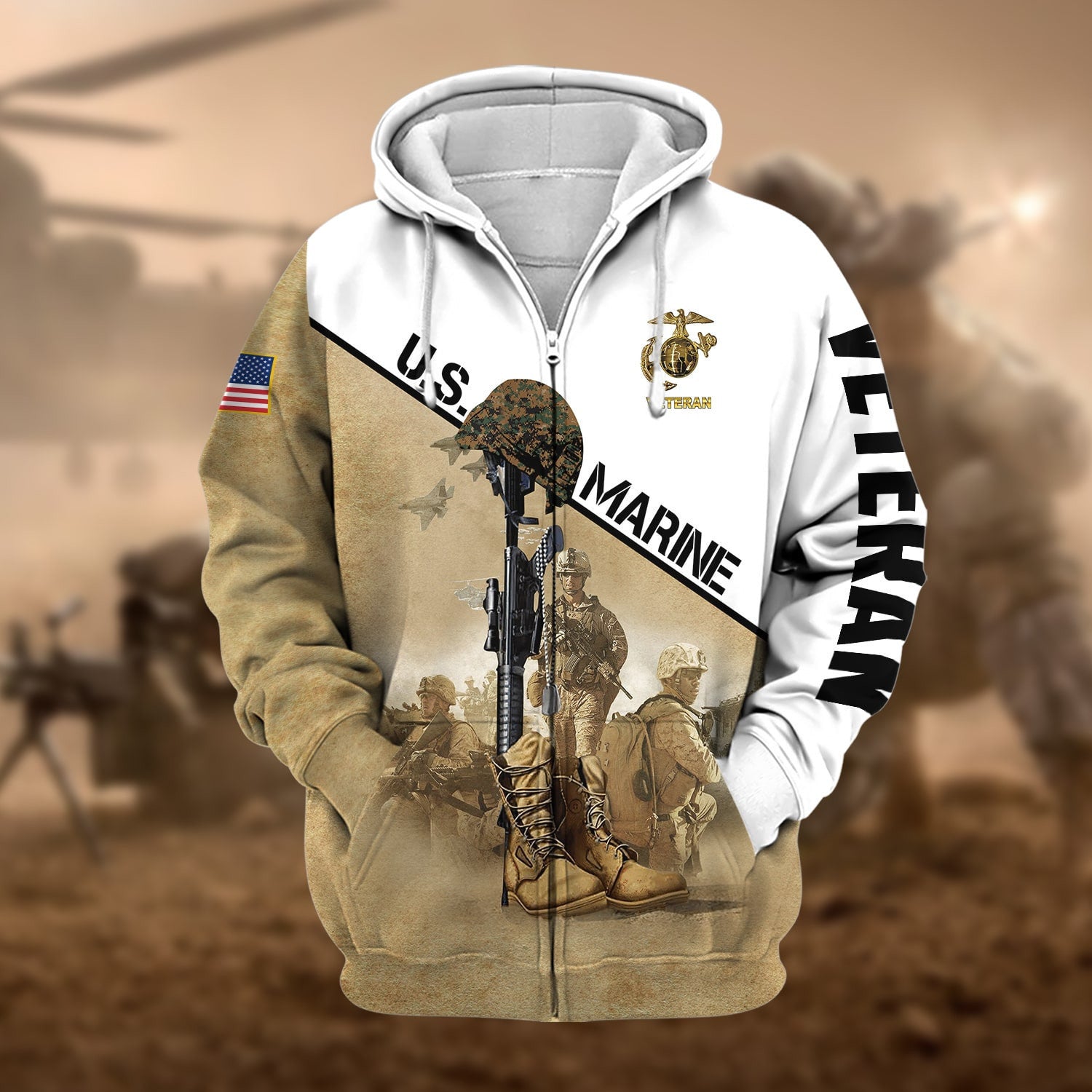 Premium US Veteran Zip Hoodie NPVC300801