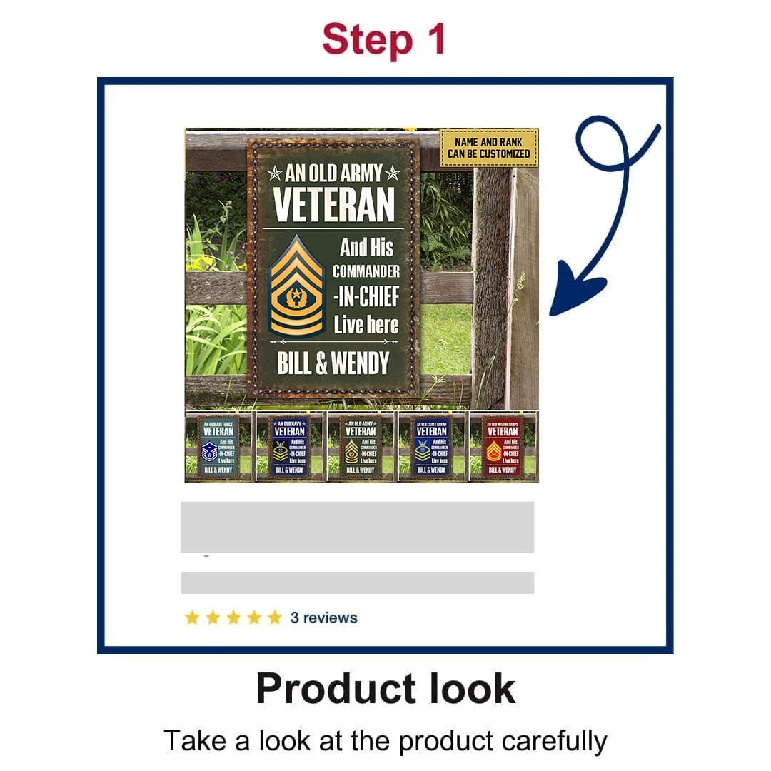 Premium Personalized An Old Veteran Live Here U.S Veteran Metal Sign NPVC010803