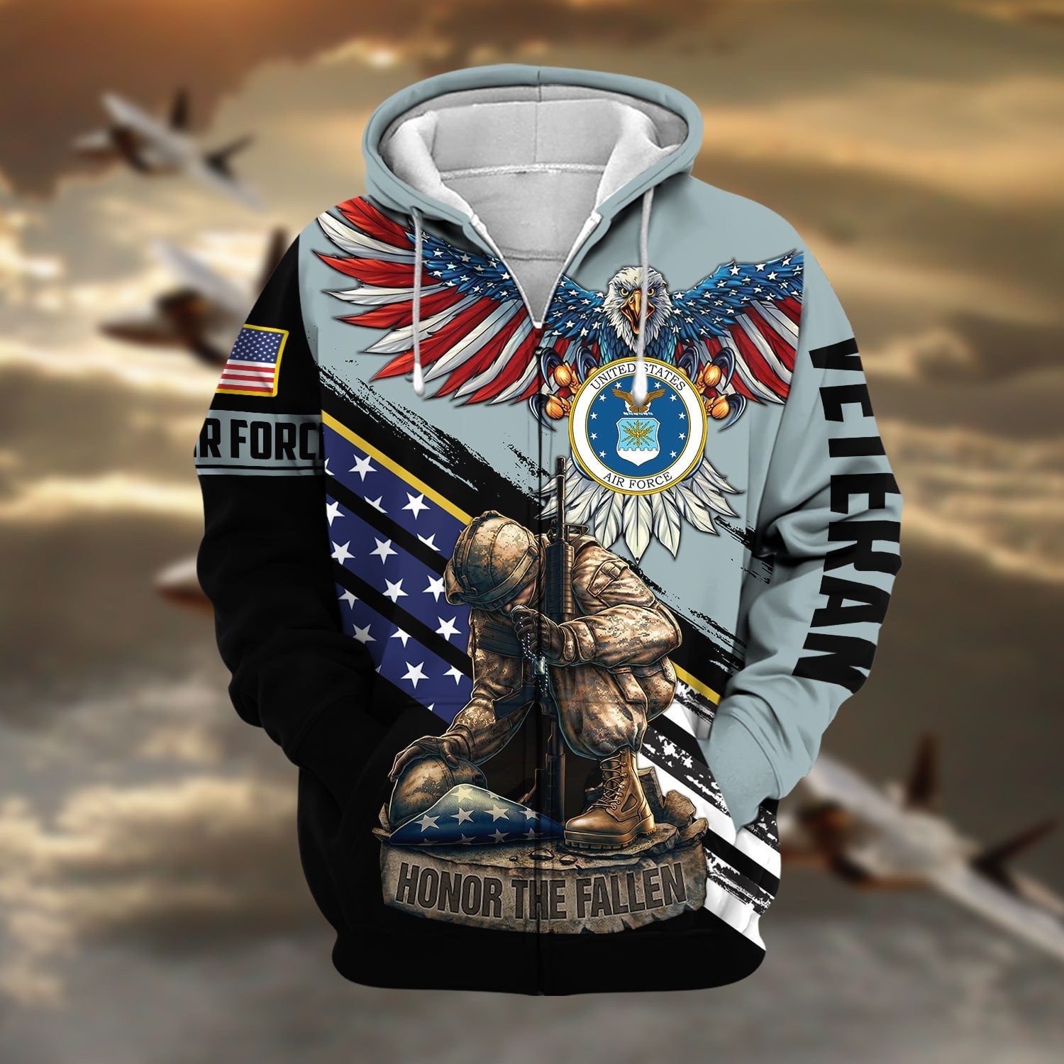 Premium Honor The Fallen US Veteran Zip Hoodie NPVC260811