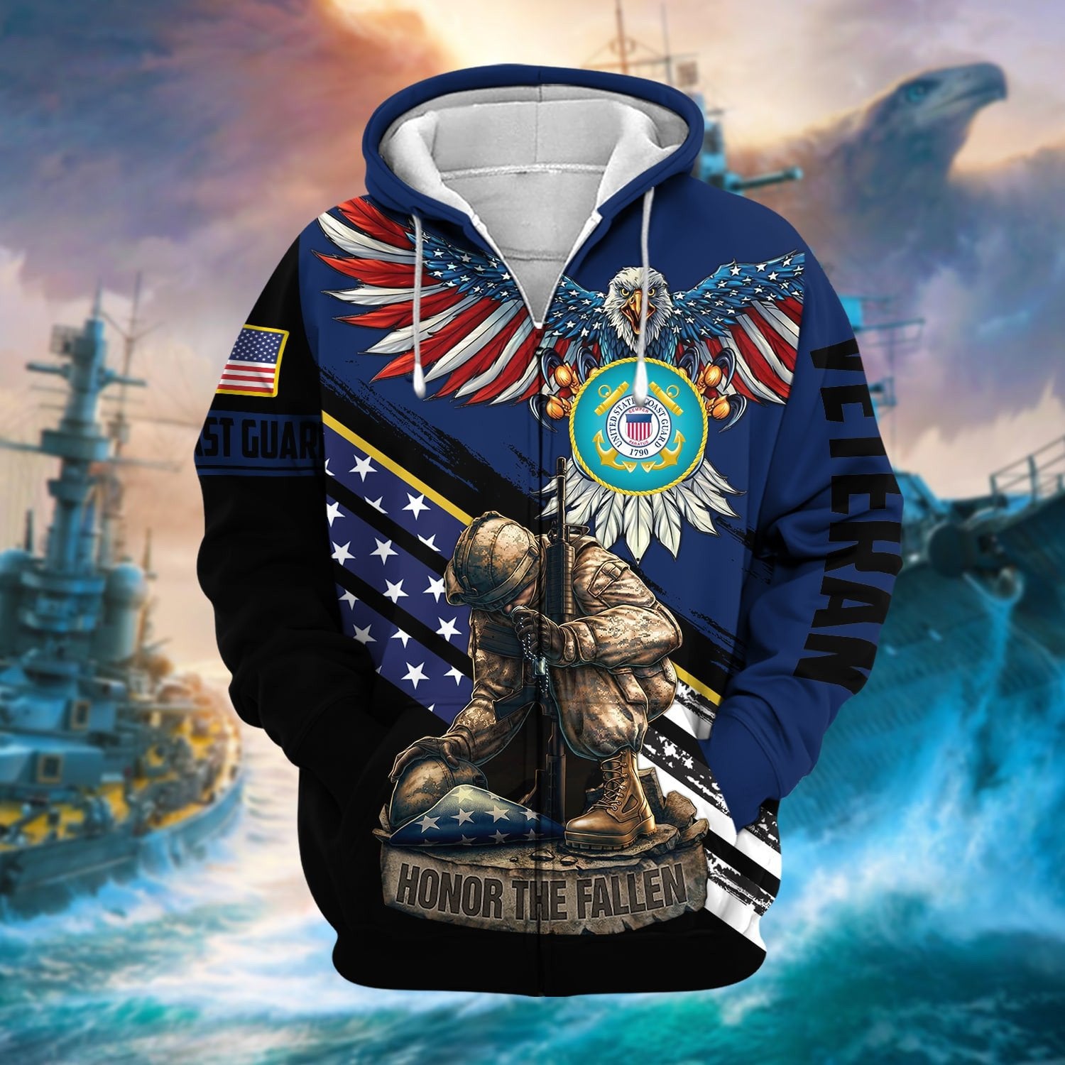 Premium Honor The Fallen US Veteran Zip Hoodie NPVC260811