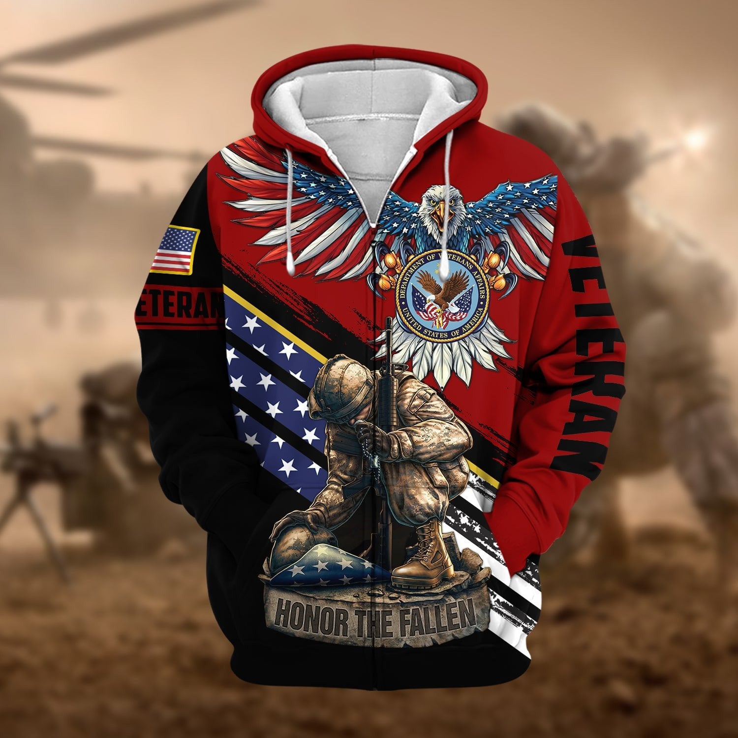 Premium Honor The Fallen US Veteran Zip Hoodie NPVC260811