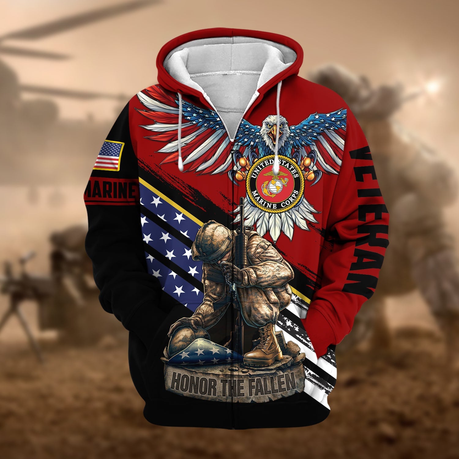 Premium Honor The Fallen US Veteran Zip Hoodie NPVC260811