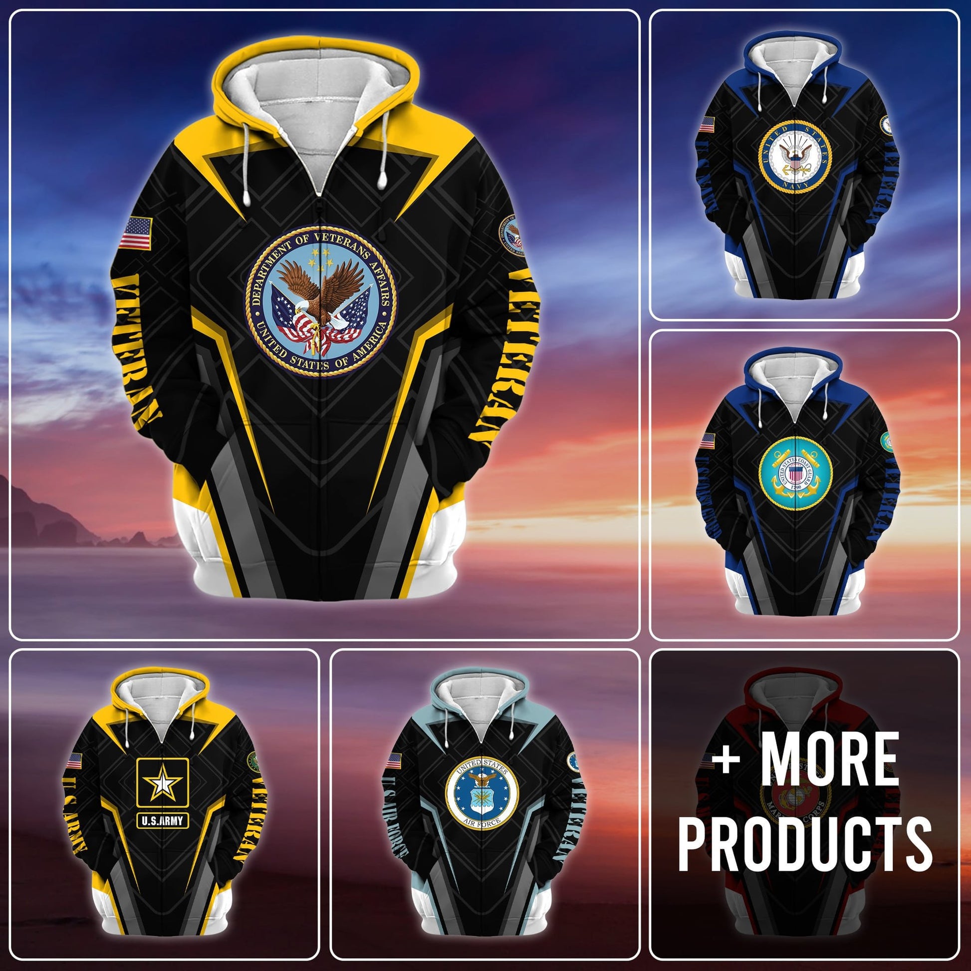 US Veteran Proudly Served Multiservice Zip Hoodie NPVC220801