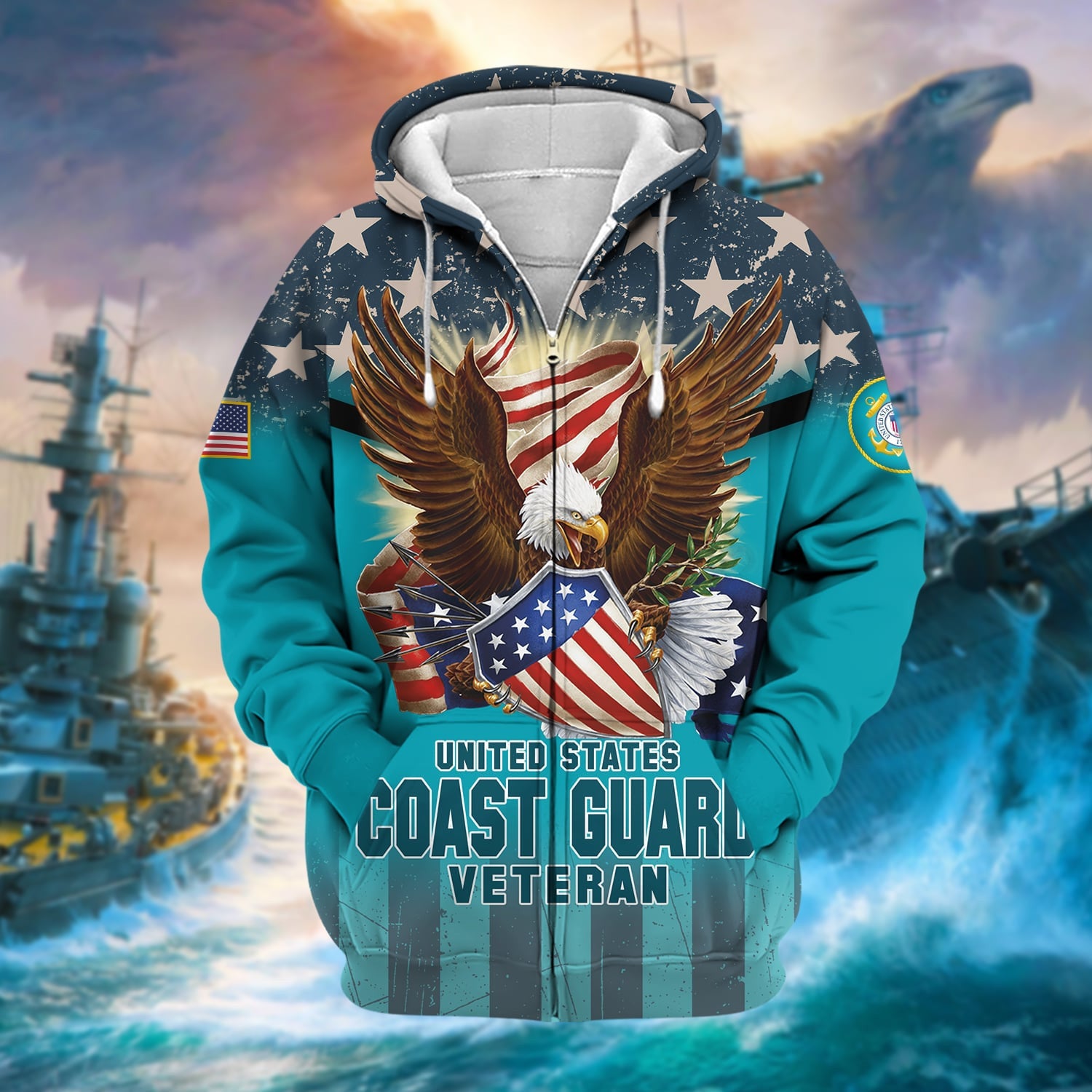 Premium Eagle US Veteran Zip Hoodie NPVC221111