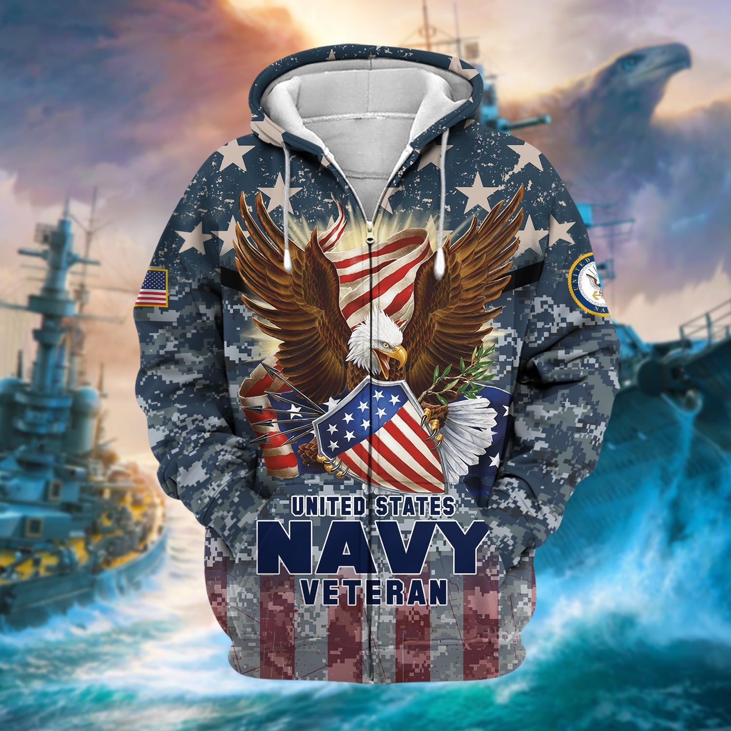 Premium Eagle US Veteran Zip Hoodie NPVC221111