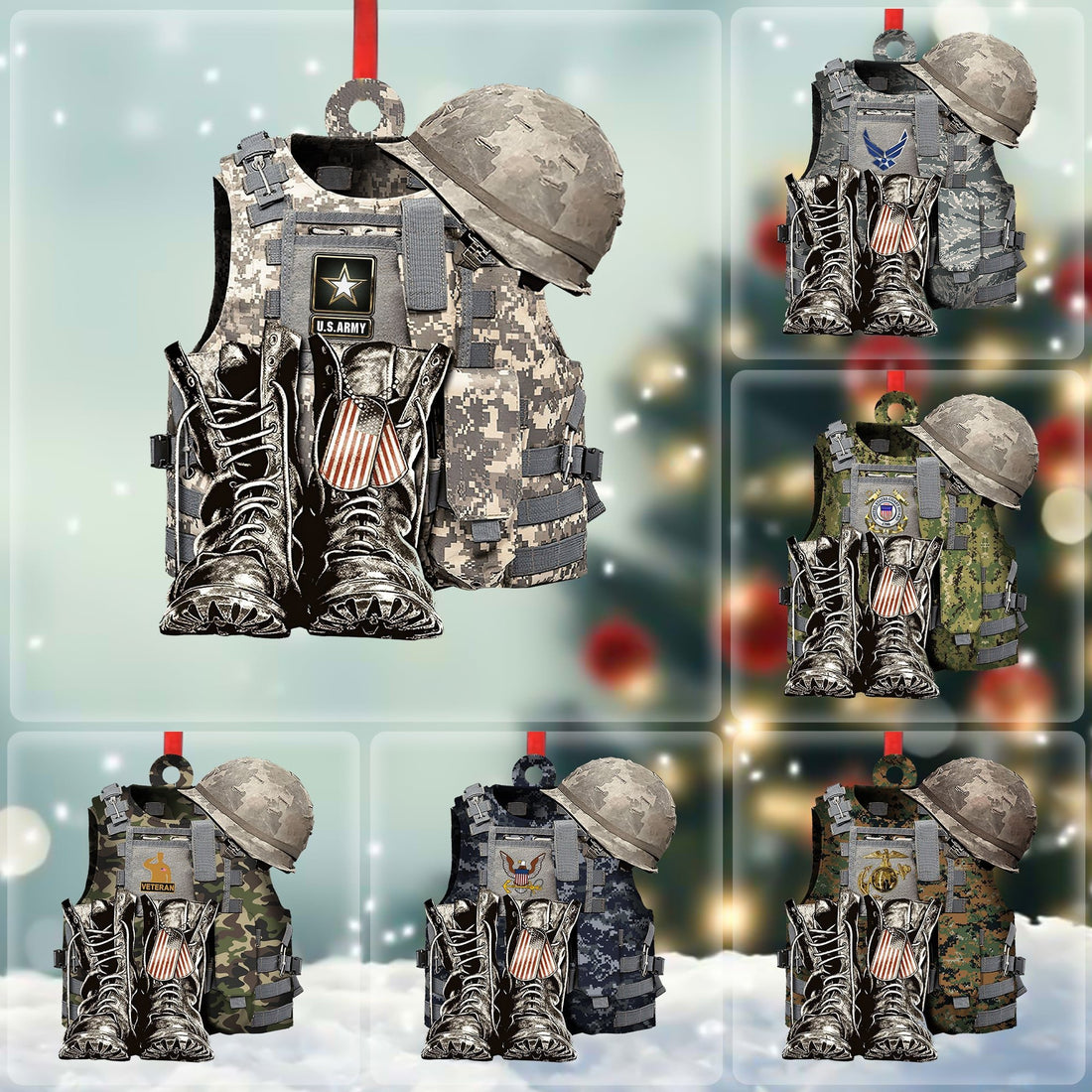 Premium Multiple Services US Veteran Ornament NPVC140902