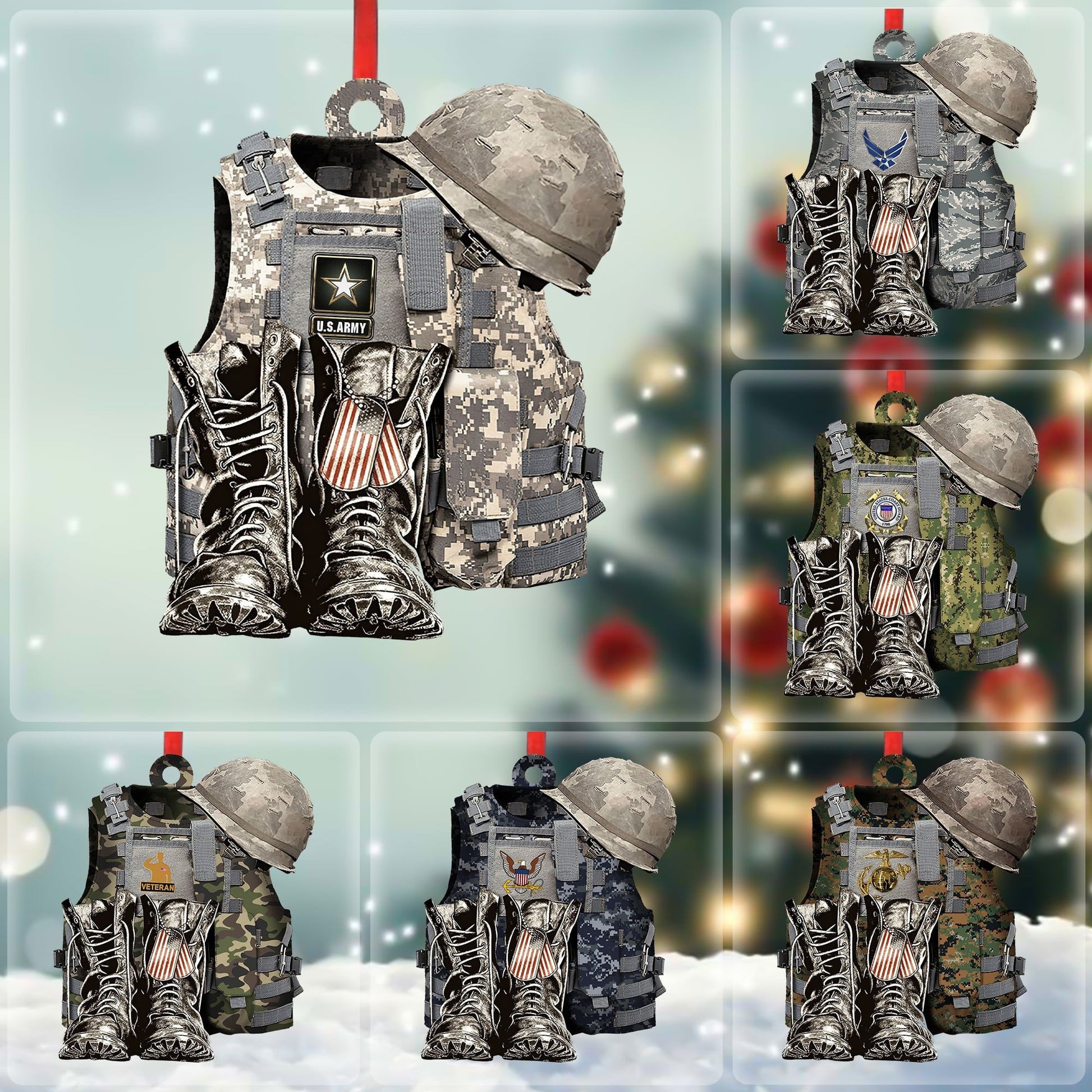 Premium Multiple Services US Veteran Ornament NPVC140902