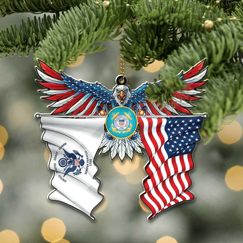 Unique American Eagle Flag Christmas Armed Forces Military US Veteran Ornament NPVC071012