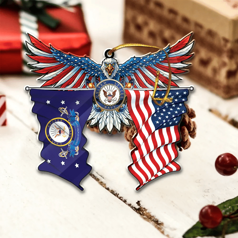 Unique American Eagle Flag Christmas Armed Forces Military US Veteran Ornament NPVC071012