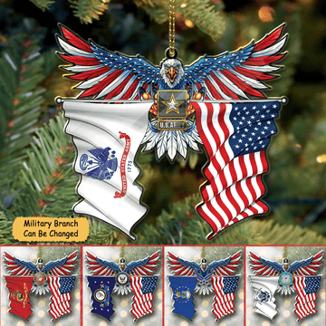 Unique American Eagle Flag Christmas Armed Forces Military US Veteran Ornament NPVC071012