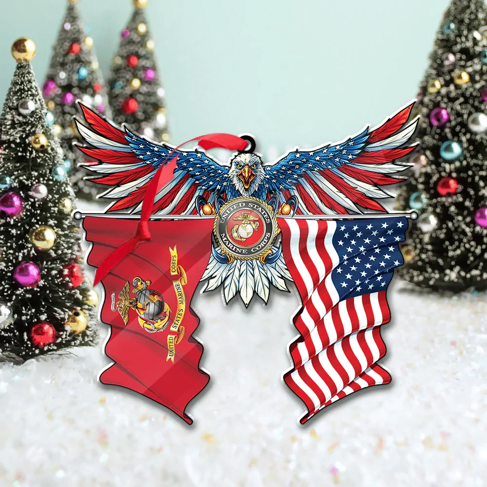 Unique American Eagle Flag Christmas Armed Forces Military US Veteran Ornament NPVC071012