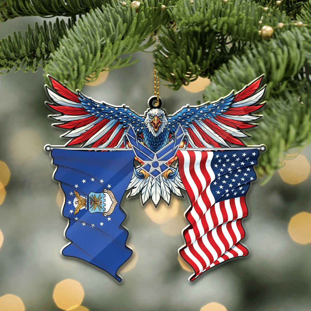 Unique American Eagle Flag Christmas Armed Forces Military US Veteran Ornament NPVC071012