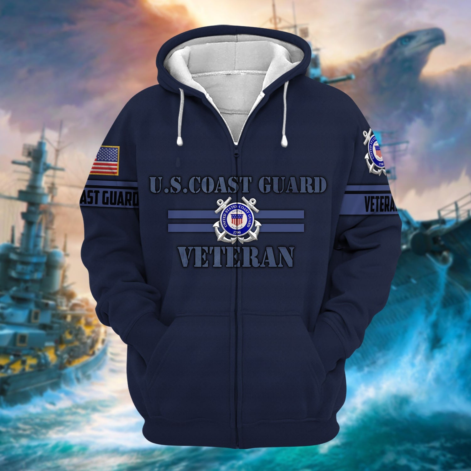 Unique Camo Soldiers US Veteran Zip Hoodie NPVC160902