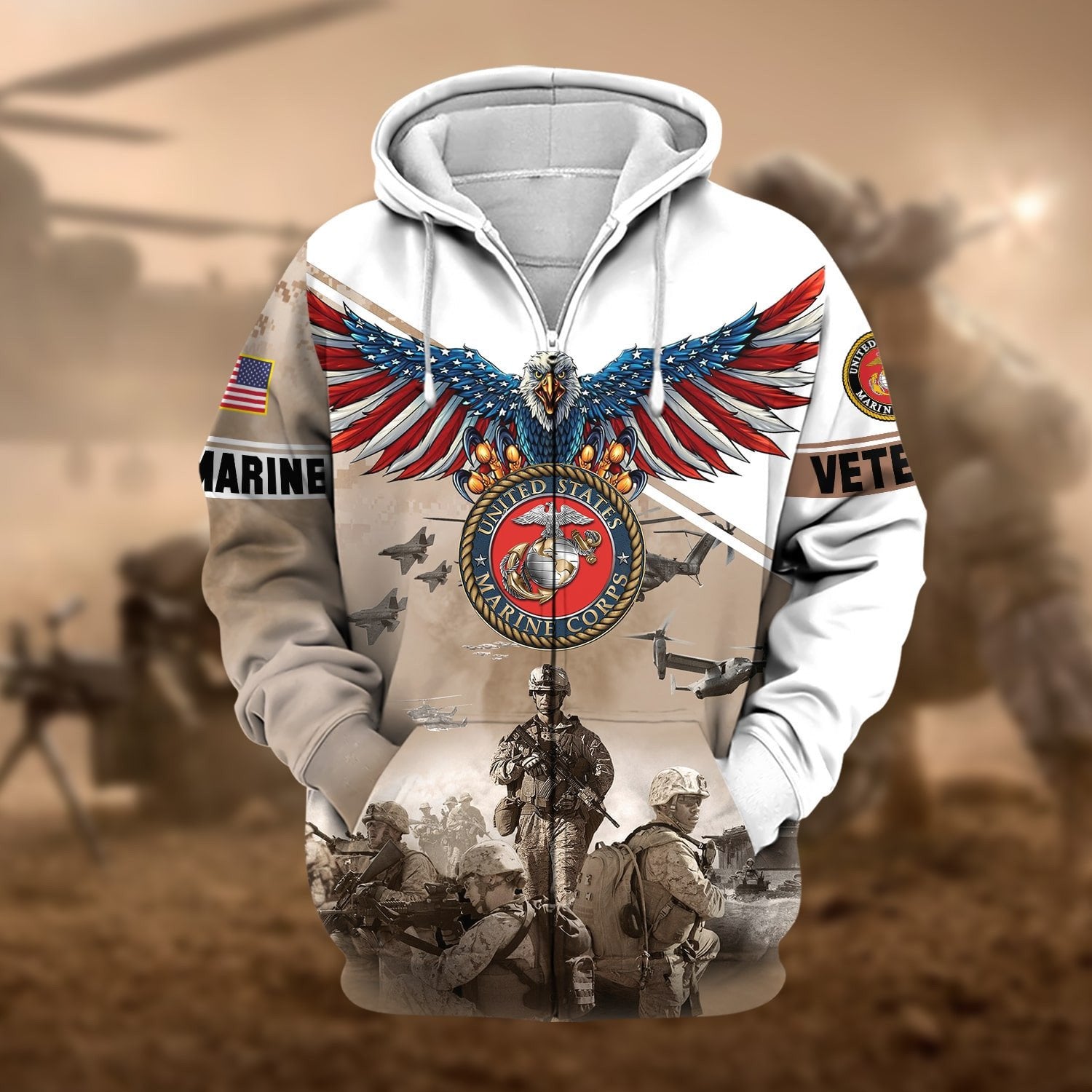 Premium Multiple Services US Veteran Zip Hoodie NPVC170802