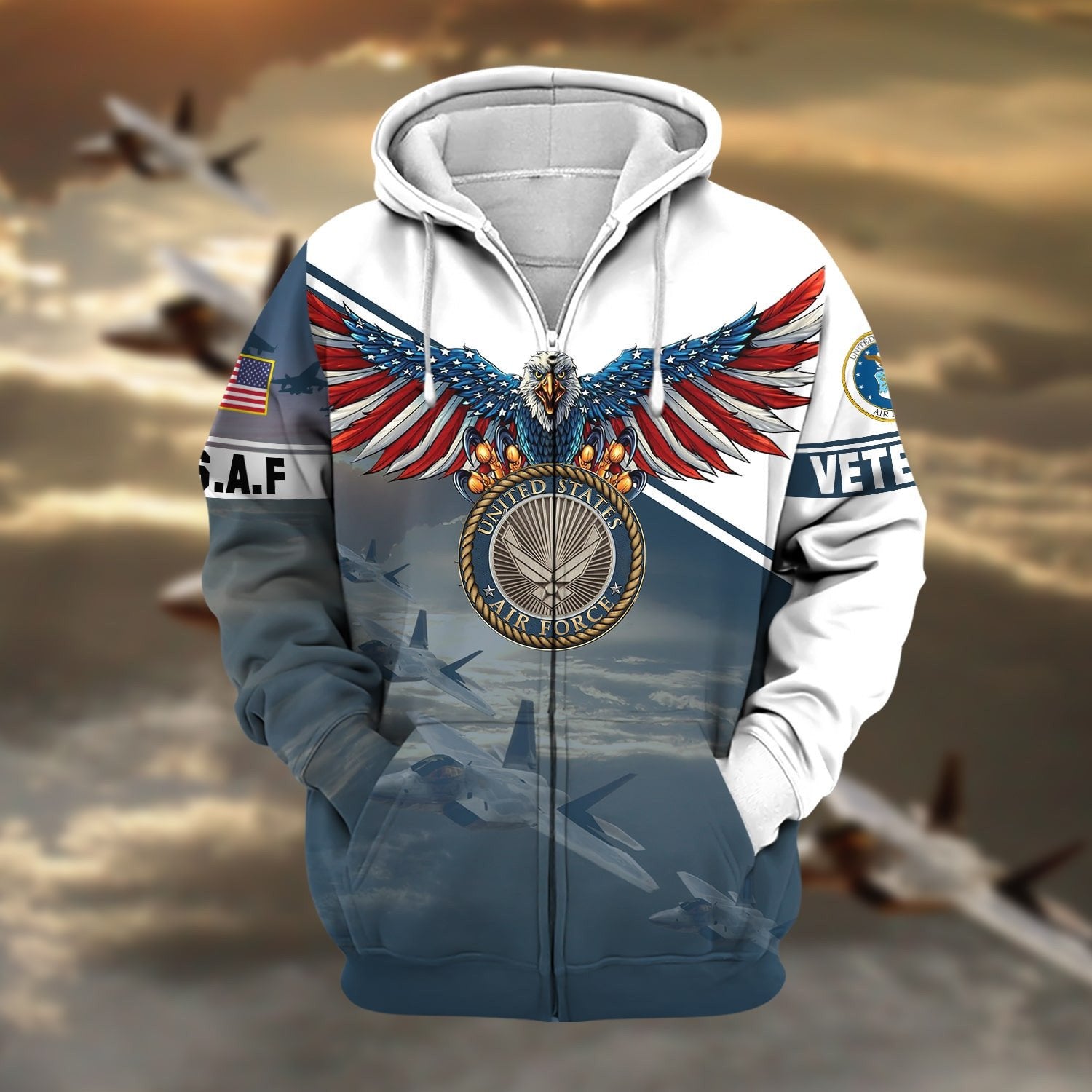 Premium Multiple Services US Veteran Zip Hoodie NPVC170802