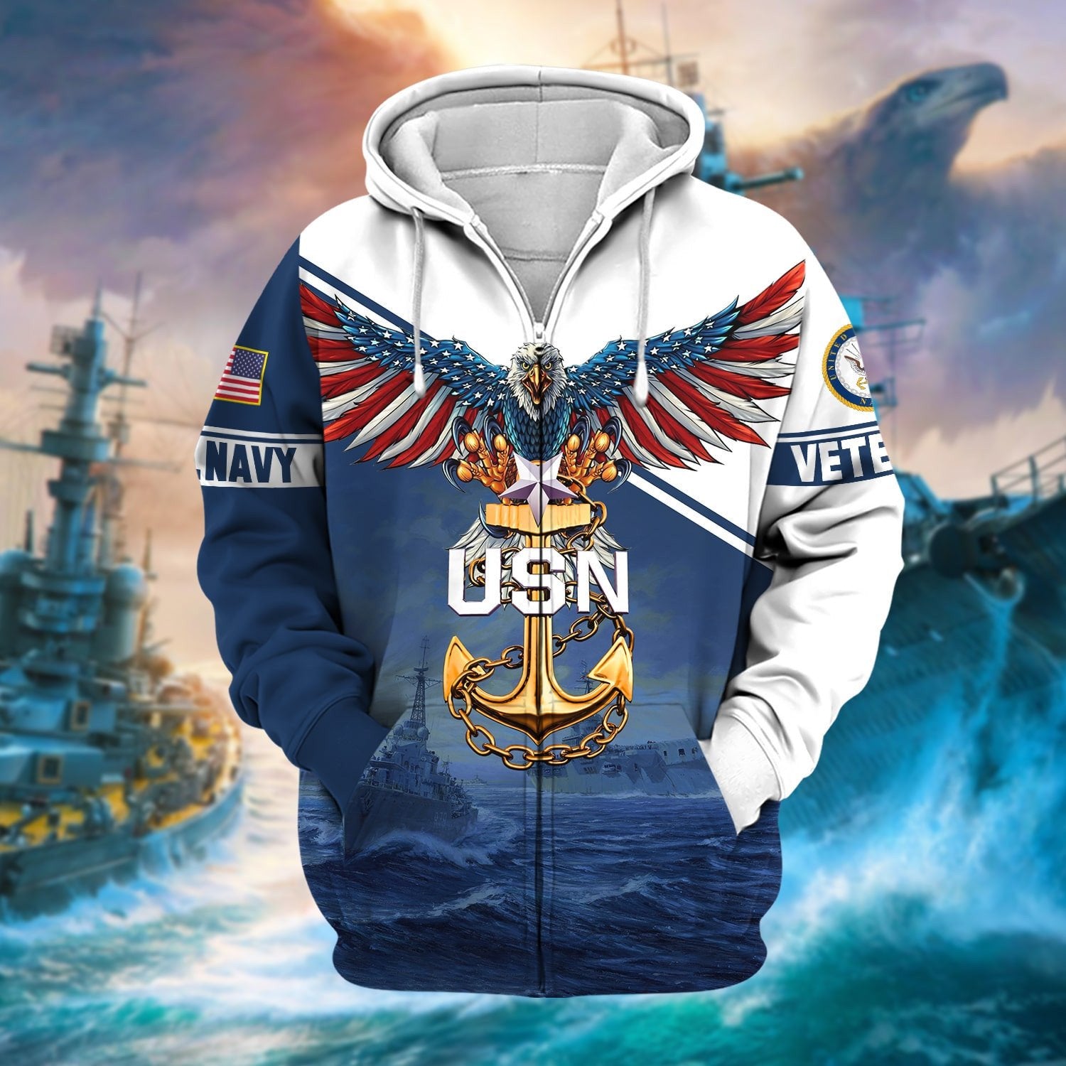 Premium Multiple Services US Veteran Zip Hoodie NPVC170802