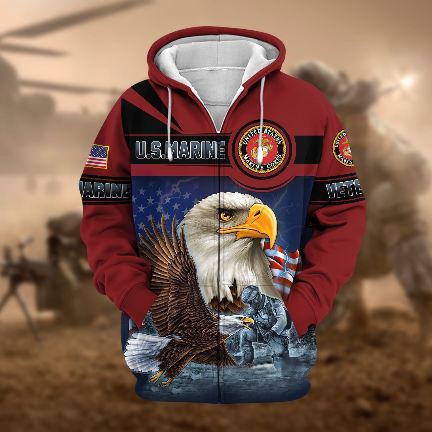 Unique US Veteran Eagle Zip Hoodie NPVC160905