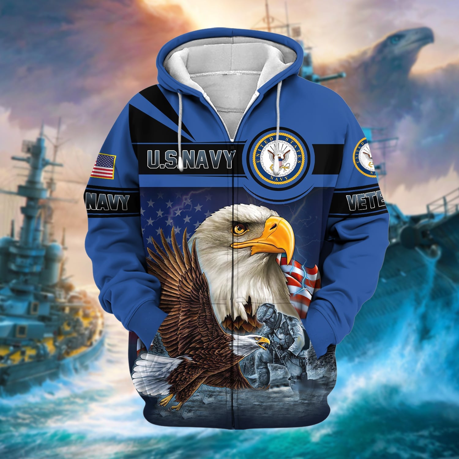 Unique US Veteran Eagle Zip Hoodie NPVC160905
