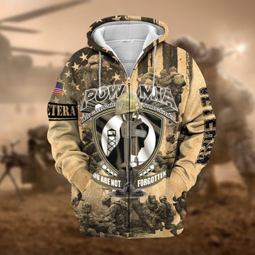 Premium Pow Mia US Veteran Zip Hoodie NPVC230903