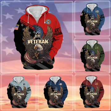 Premium God Bless US Veteran Zip Hoodie NPVC050902