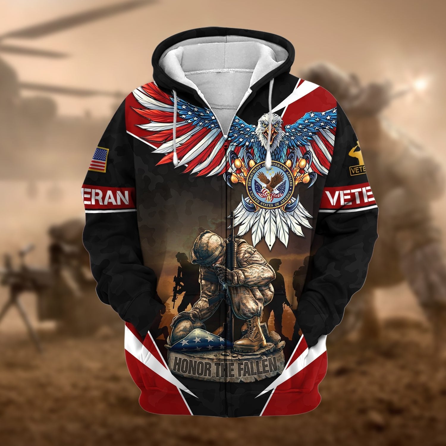 Premium Honor The Fallen US Veteran Zip Hoodie NPVC050905