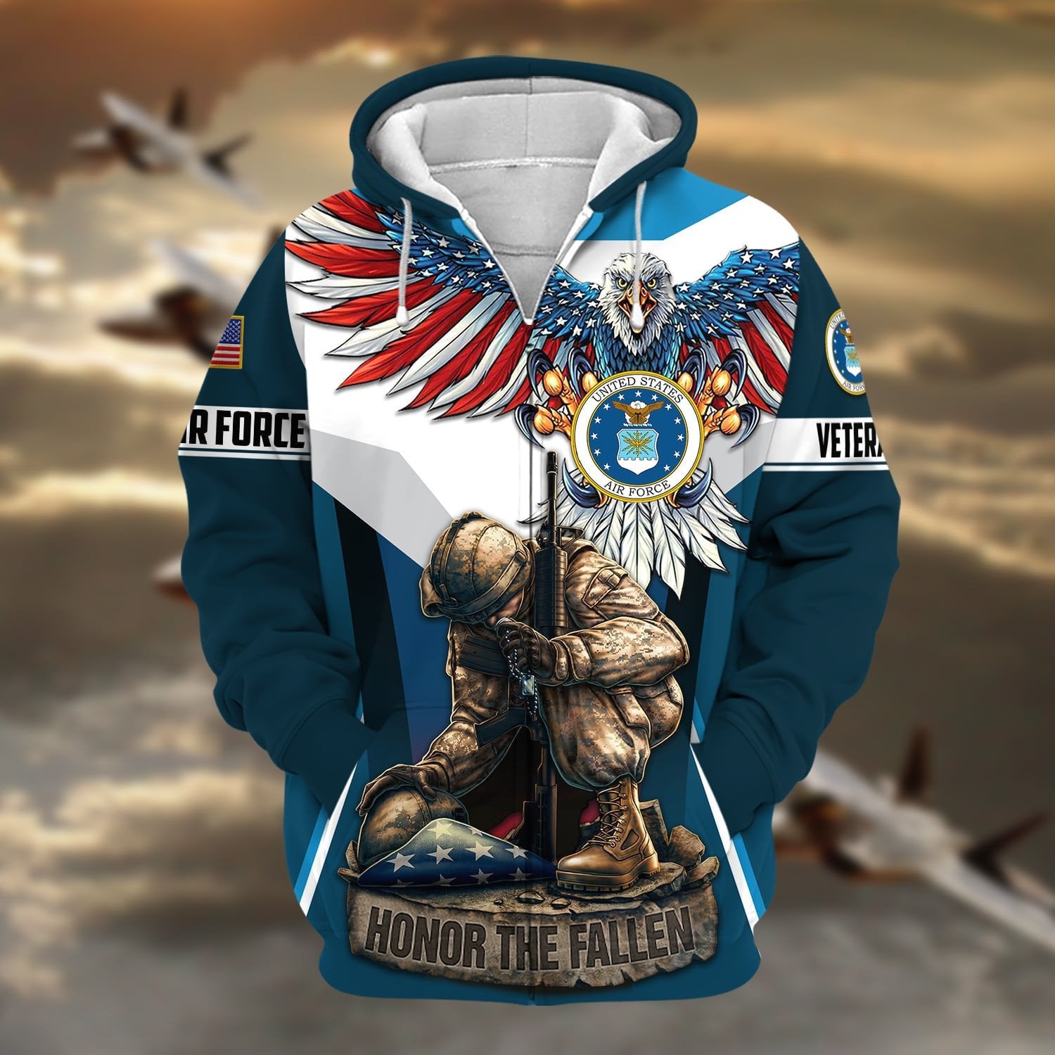 Premium Honor The Fallen US Veteran Zip Hoodie NPVC260903