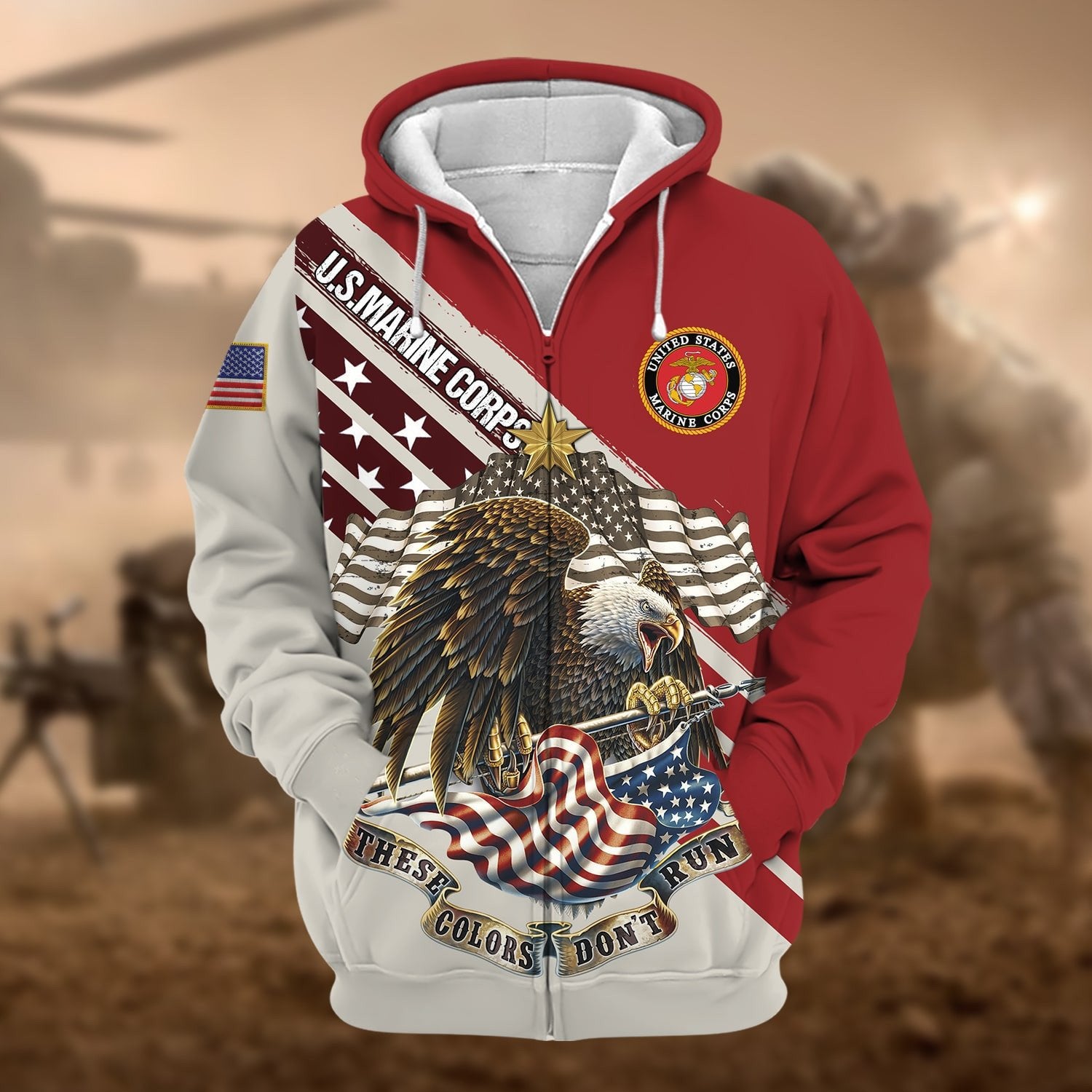 Premium These Colors Don't Run US Veteran Zip Hoodie NPVC240901