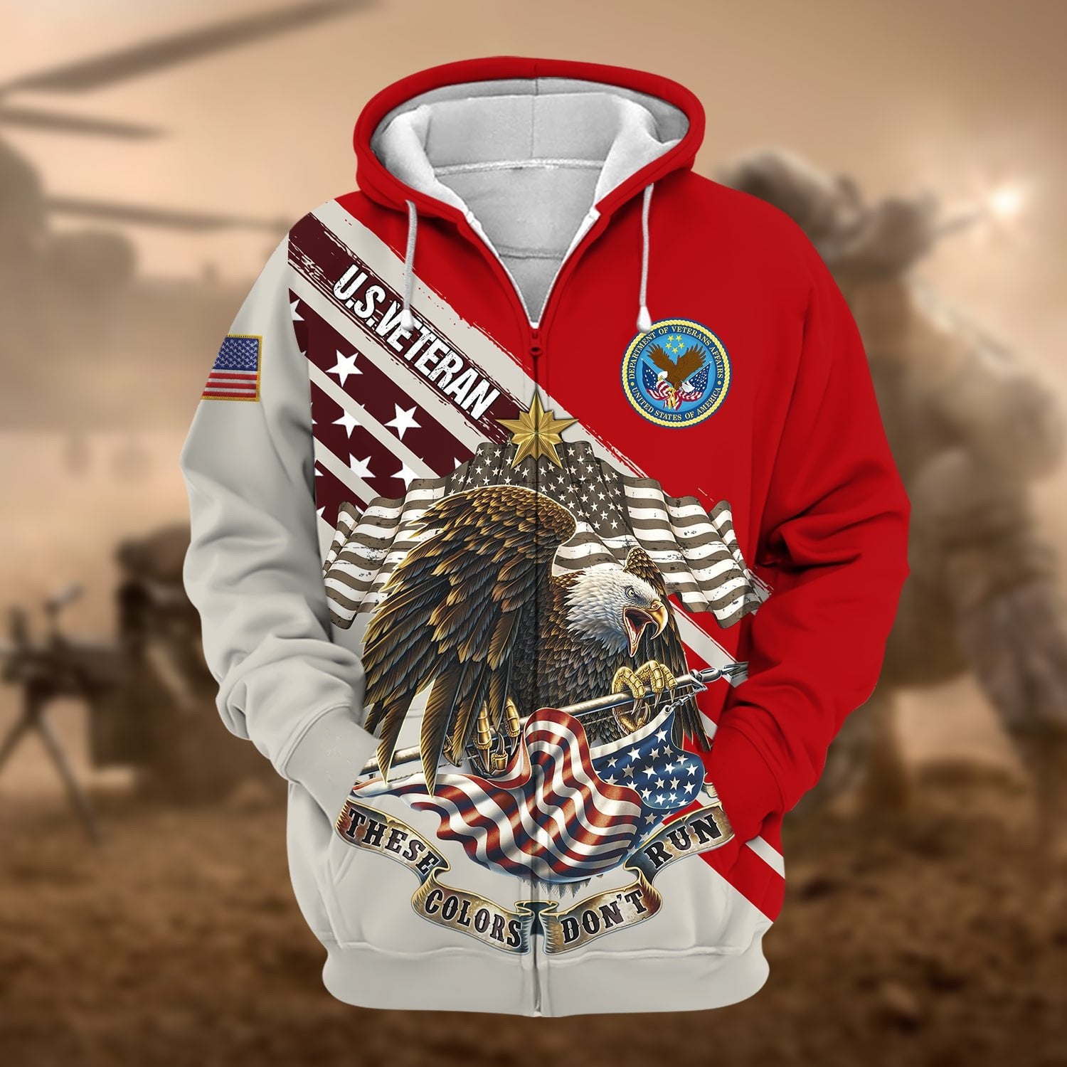 Premium These Colors Don't Run US Veteran Zip Hoodie NPVC240901