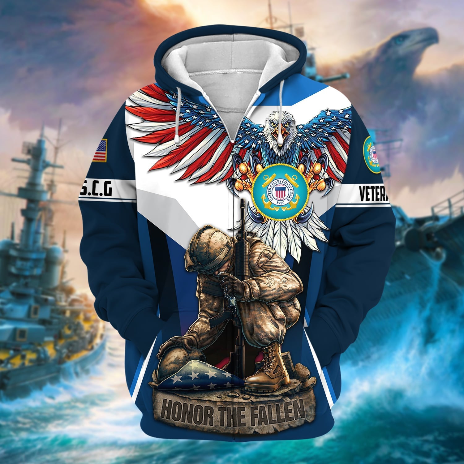Premium Honor The Fallen US Veteran Zip Hoodie NPVC260903