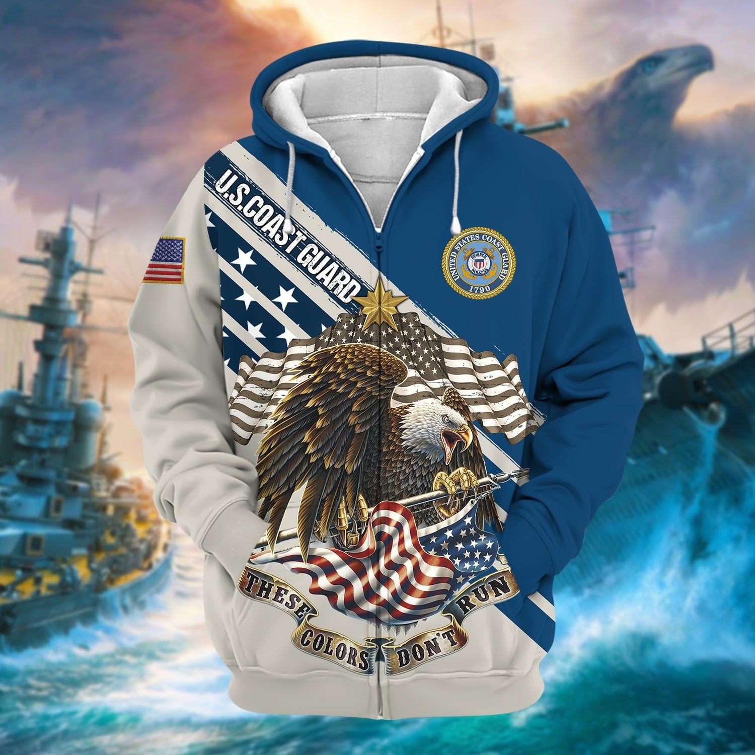 Premium These Colors Don't Run US Veteran Zip Hoodie NPVC240901