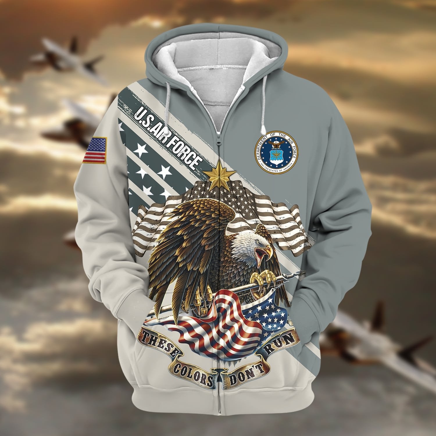 Premium These Colors Don't Run US Veteran Zip Hoodie NPVC240901