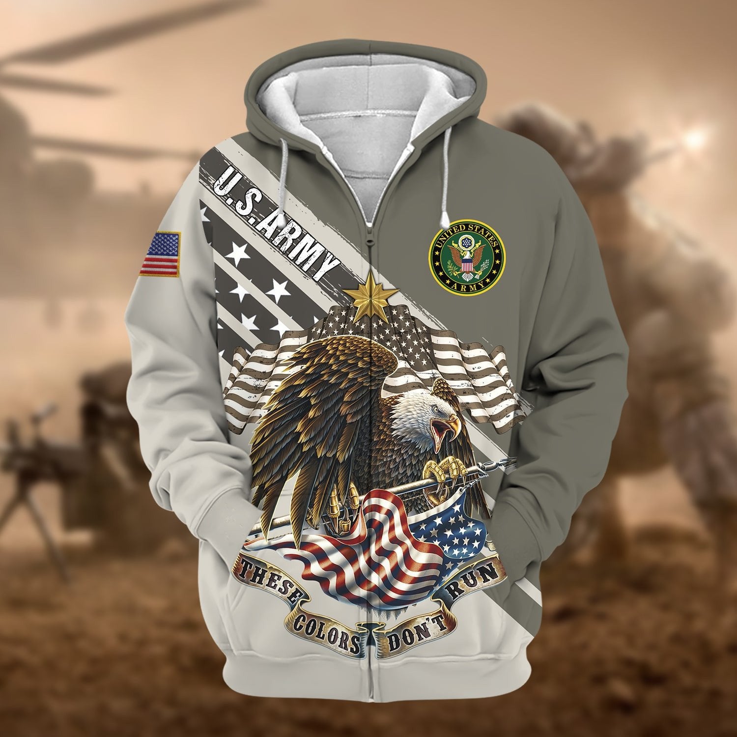 Premium These Colors Don't Run US Veteran Zip Hoodie NPVC240901