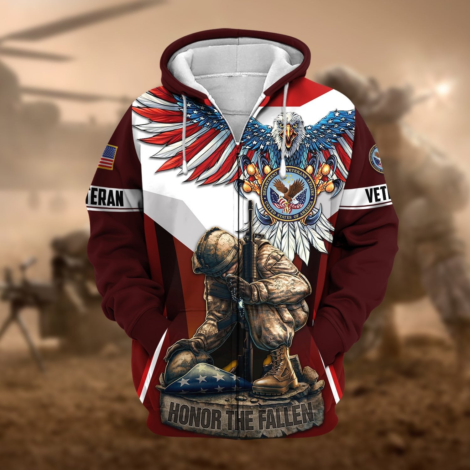 Premium Honor The Fallen US Veteran Zip Hoodie NPVC260903