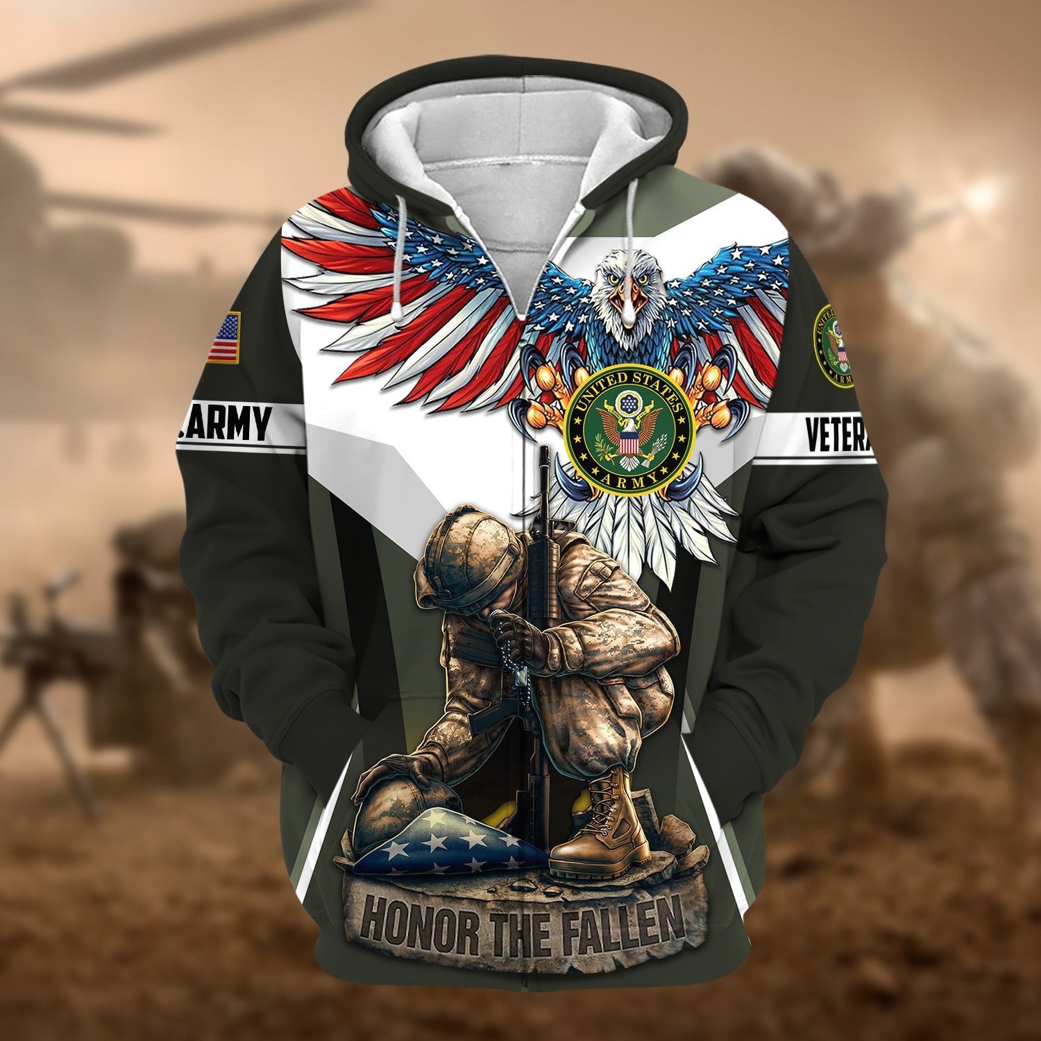 Premium Honor The Fallen US Veteran Zip Hoodie NPVC260903