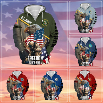 Premium Freedom Is Not Free US Veteran Zip Hoodie NPVC260904