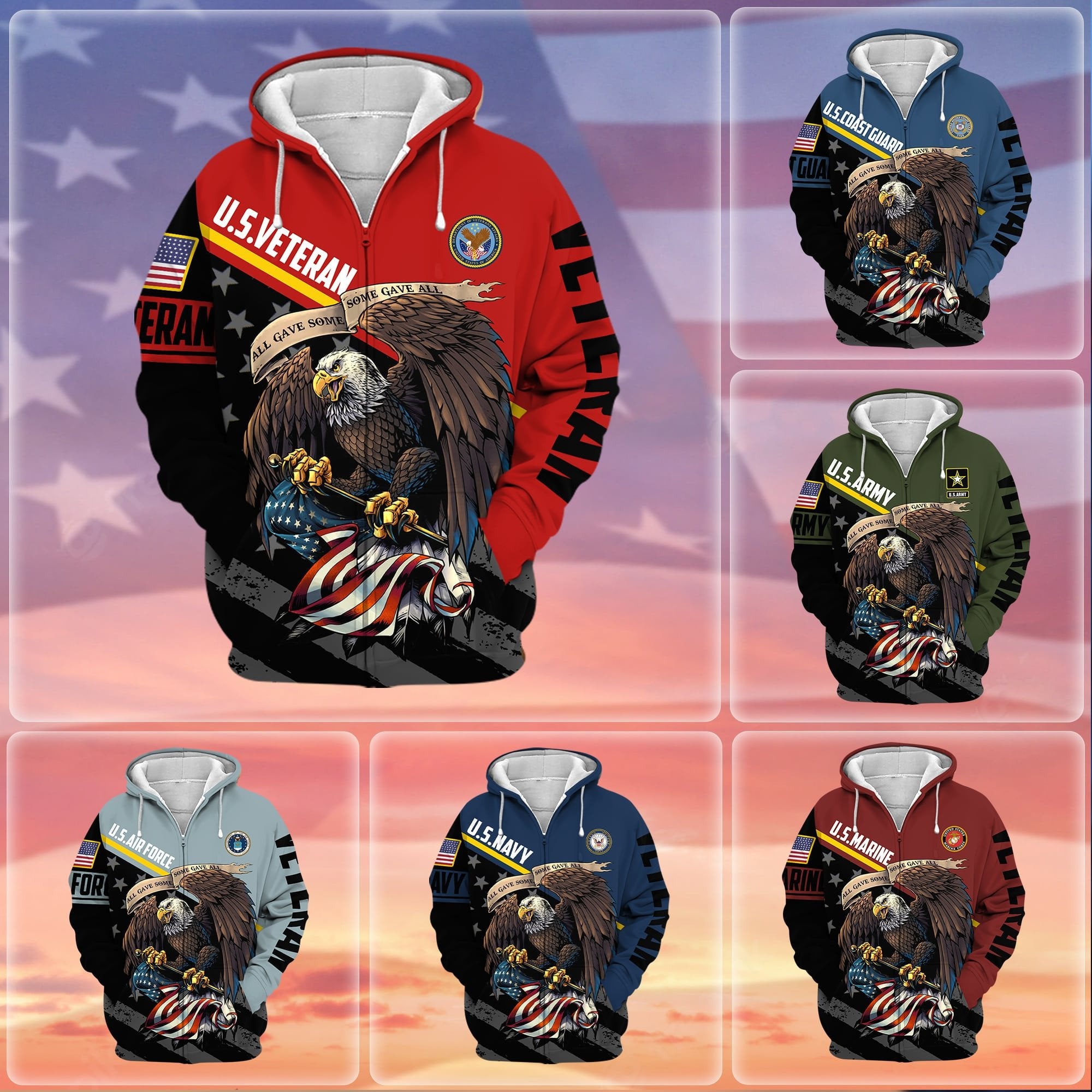 Premium All Gave Some Some Gave All US Veteran Zip Hoodie NPVC050911