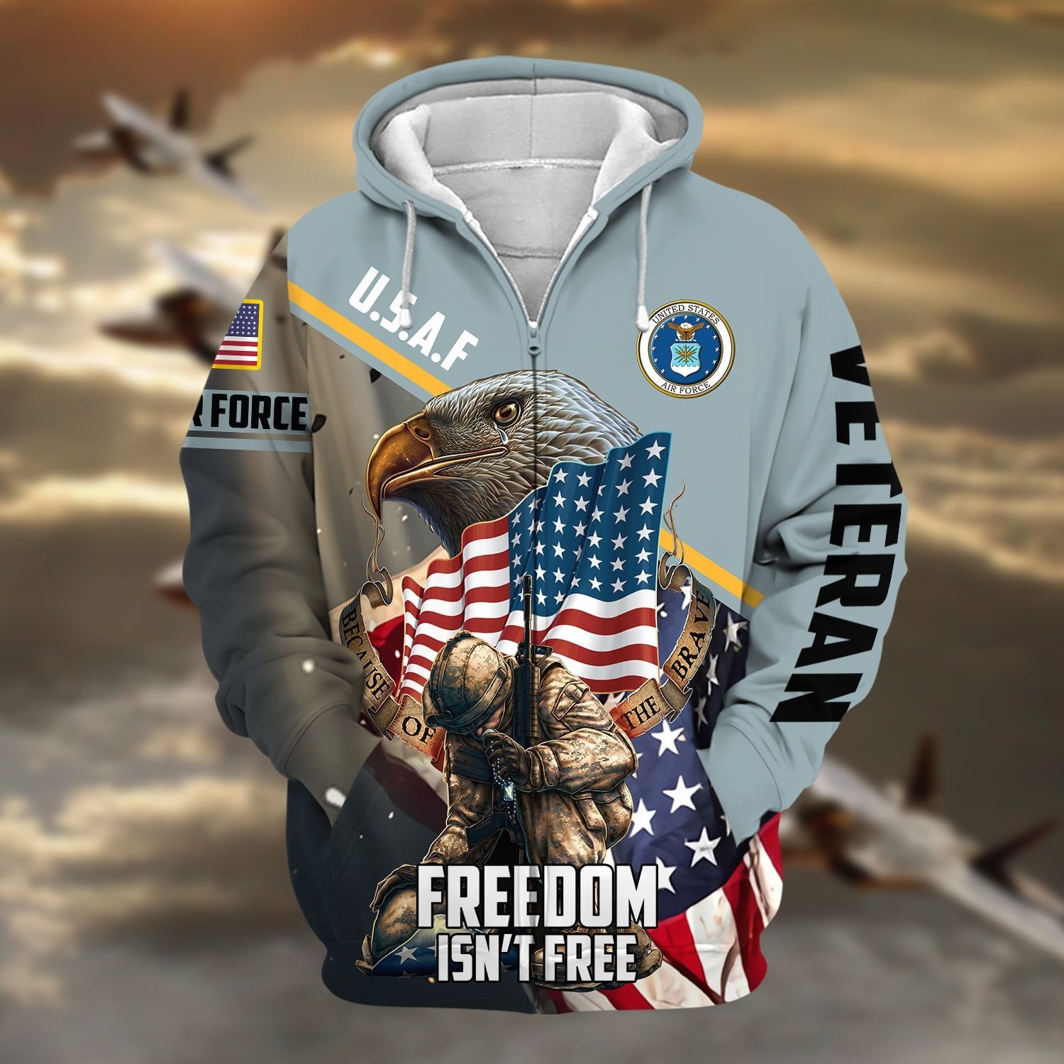 Premium Freedom Is Not Free US Veteran Zip Hoodie NPVC260904