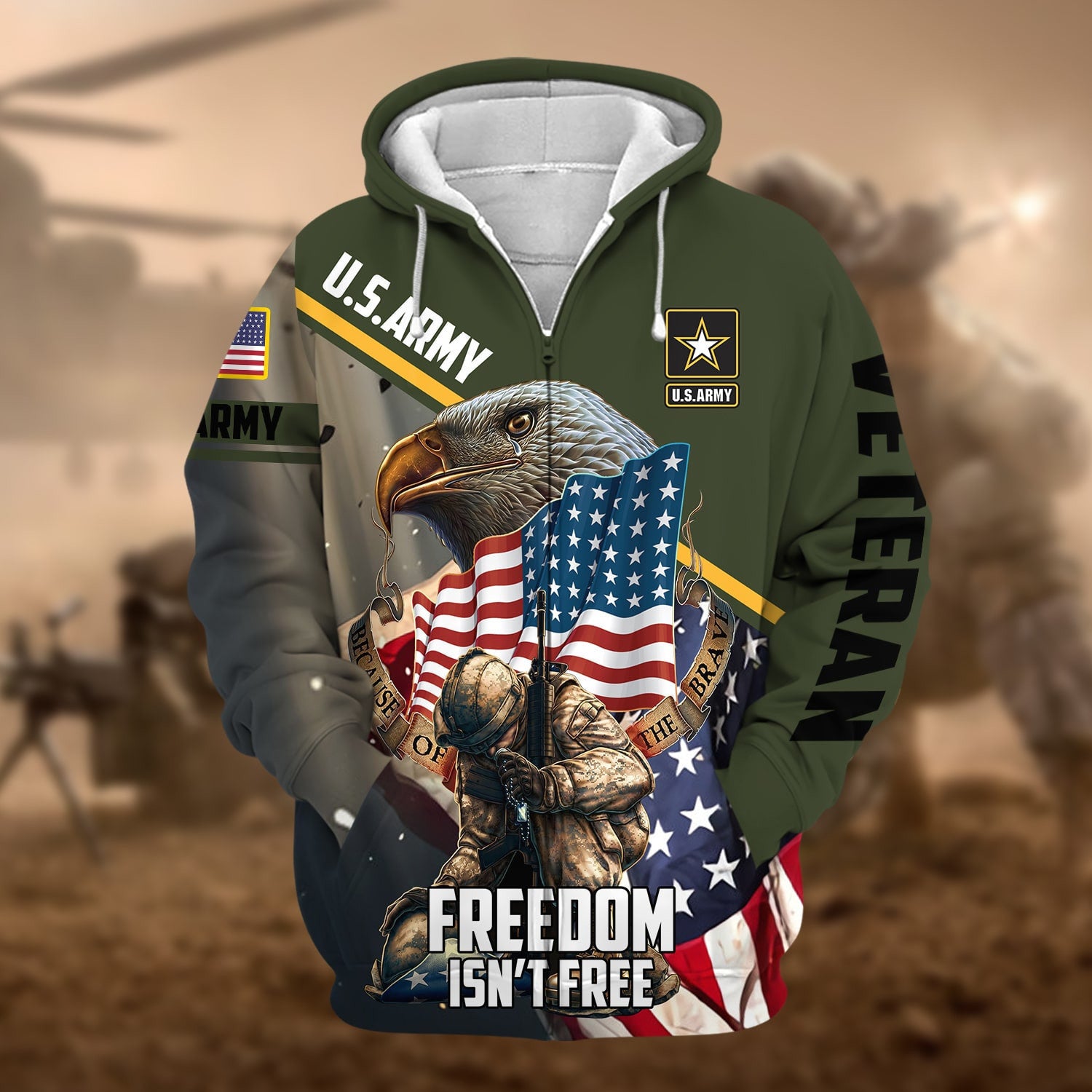 Premium Freedom Is Not Free US Veteran Zip Hoodie NPVC260904