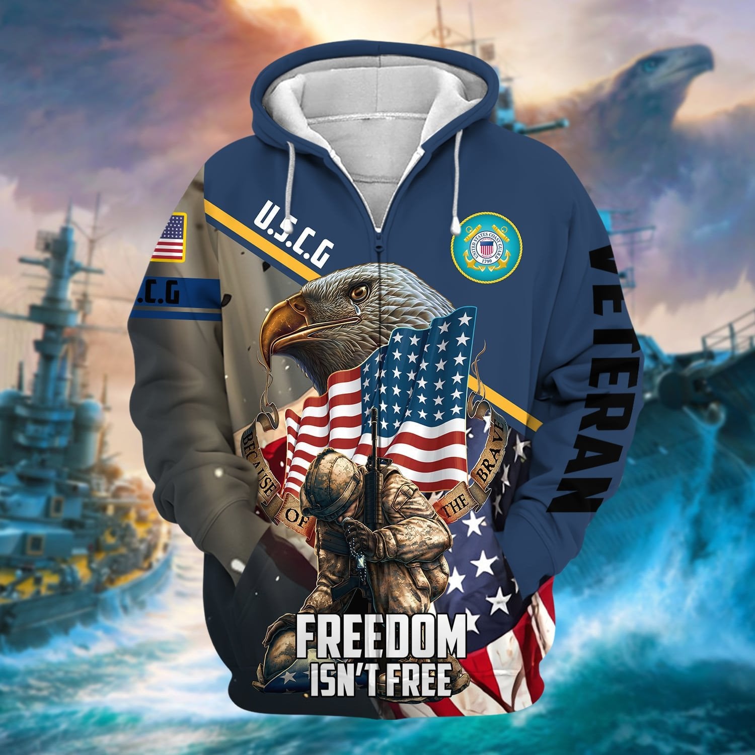 Premium Freedom Is Not Free US Veteran Zip Hoodie NPVC260904