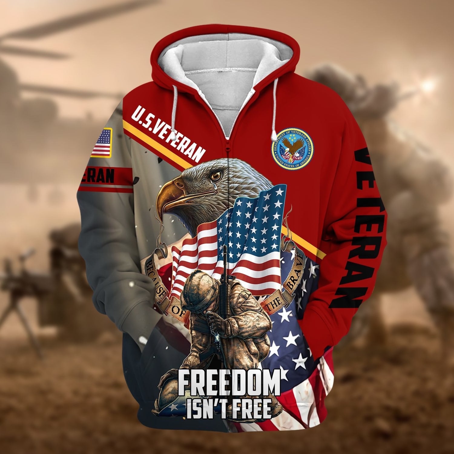 Premium Freedom Is Not Free US Veteran Zip Hoodie NPVC260904