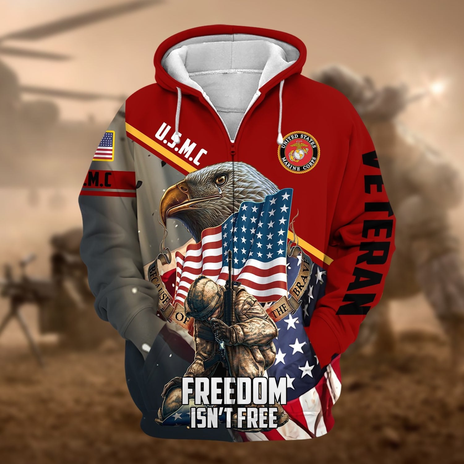 Premium Freedom Is Not Free US Veteran Zip Hoodie NPVC260904