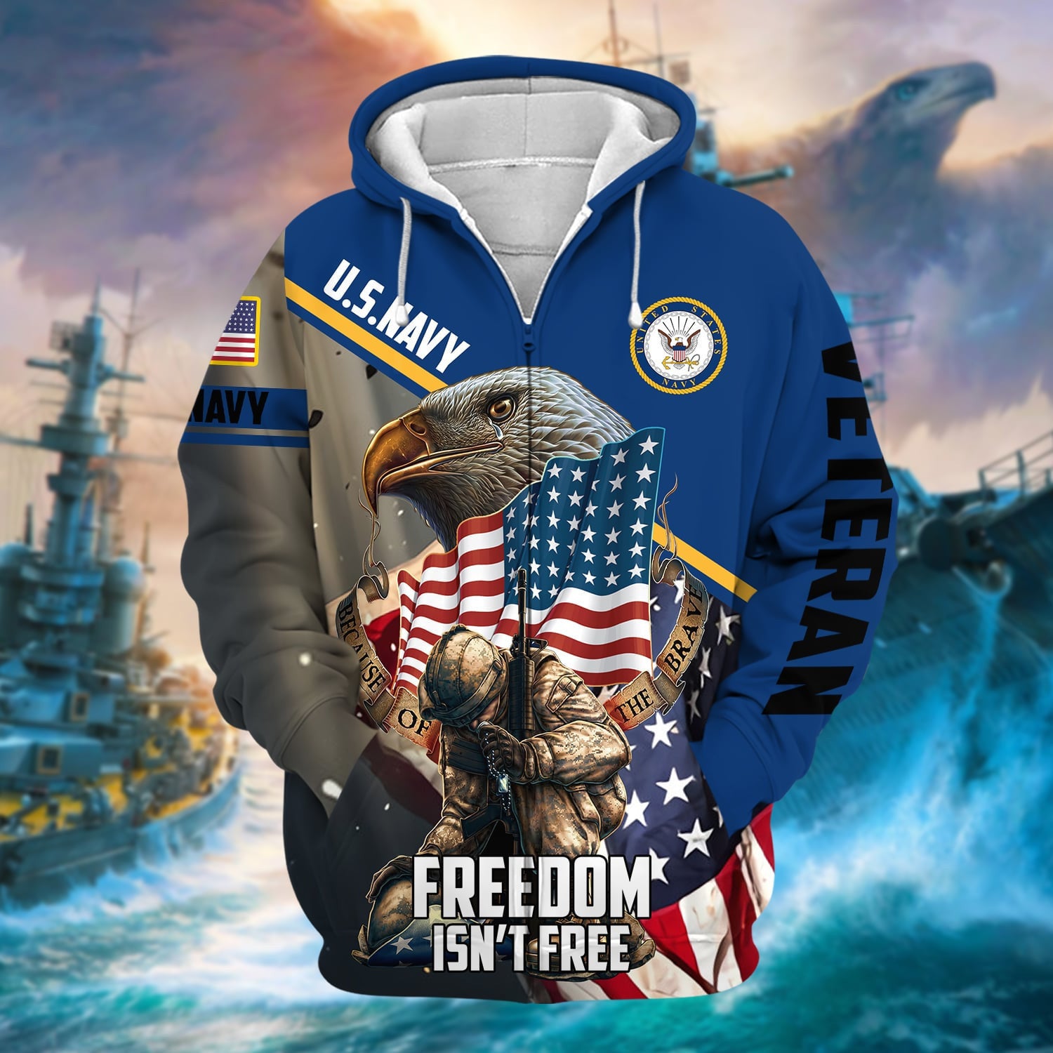 Premium Freedom Is Not Free US Veteran Zip Hoodie NPVC260904